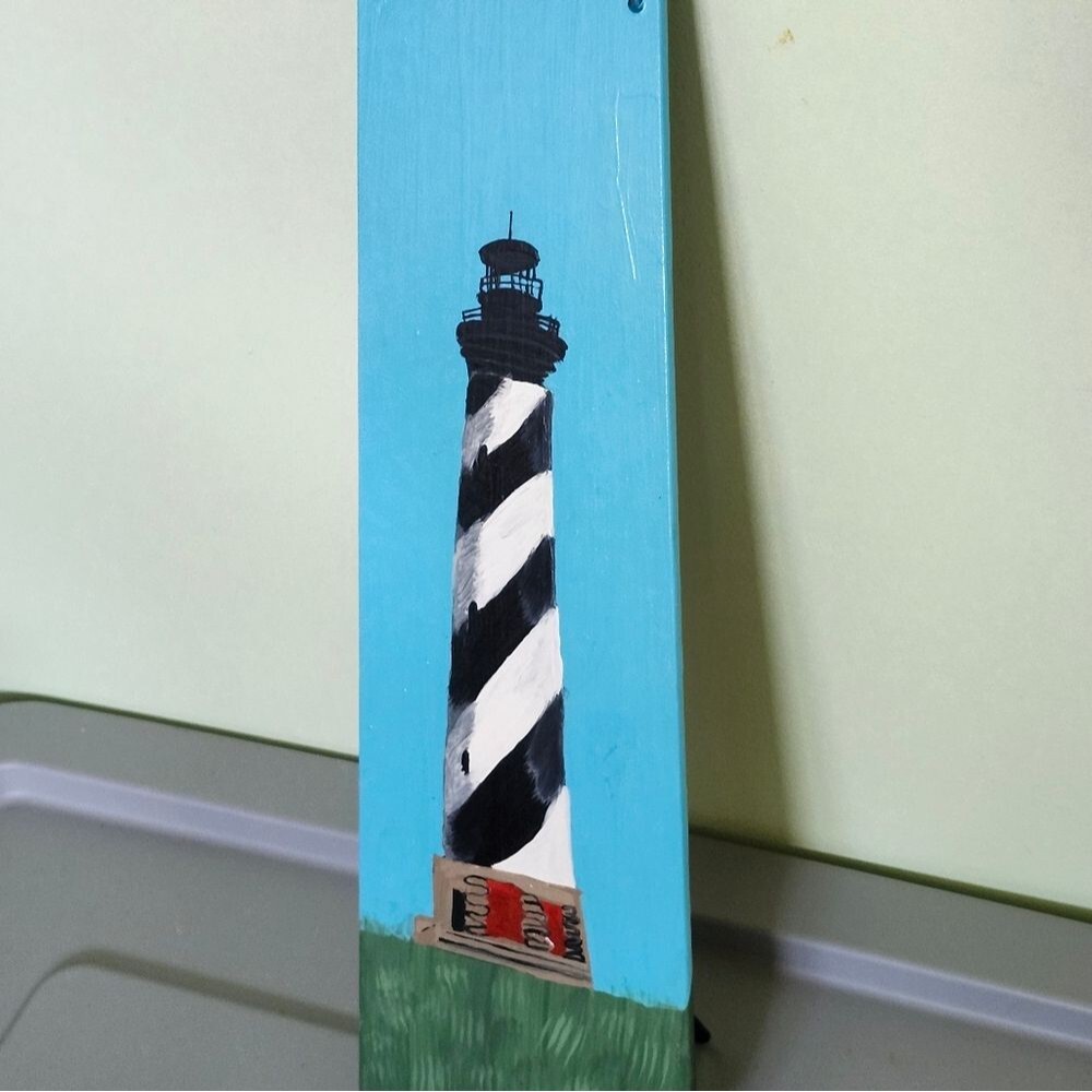 Hand Crafted Cape Hatteras Lighthouse Painting Art Picture Ocean Landscape - Picture 7 of 14